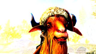 A goat in a hat, via the Skyrim on Skooma mod