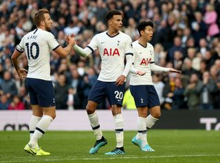 Dele Alli, centre, equalised for Tottenham