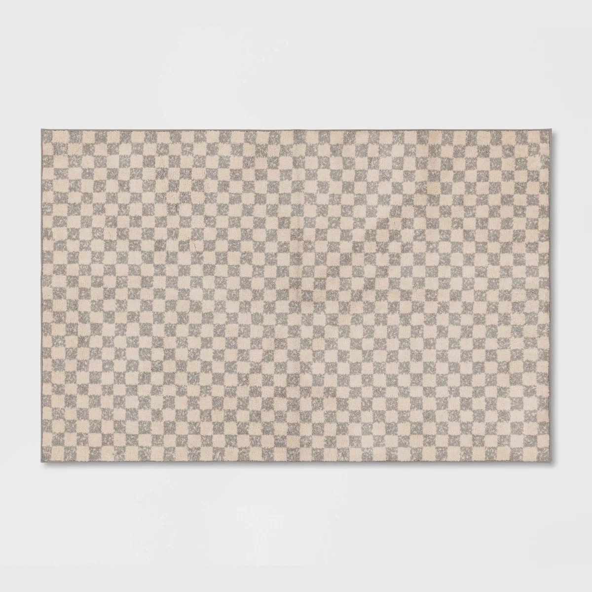 2'6&amp;quot;x4' Washable Checkerboard Plush Accent Rug - Threshold&amp;trade;: Indoor Gray Medium Pile, Skid-Resistant, Oeko-Tex Certified