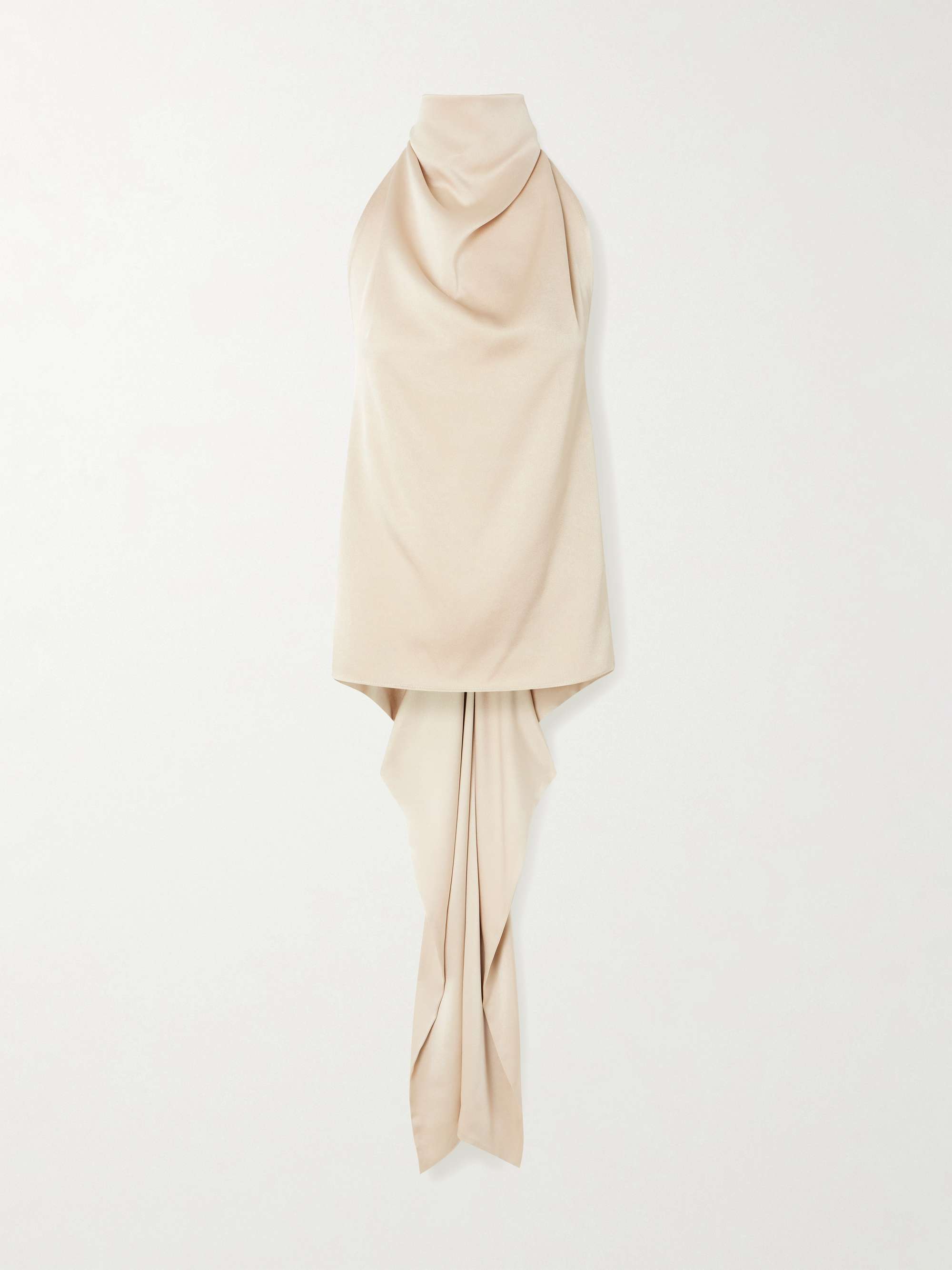 Cartia Tie-Detailed Backless Satin Halterneck Top