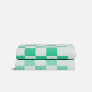 Green checkerboard towels