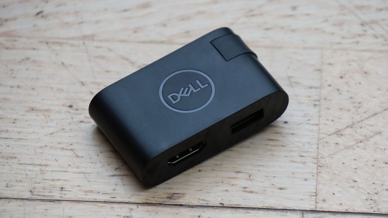 A photograph of the Dell XPS 17's USB-C dongle