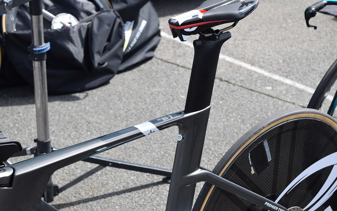 The seat tube appears to have a new profile compared to the current iteration of the bike