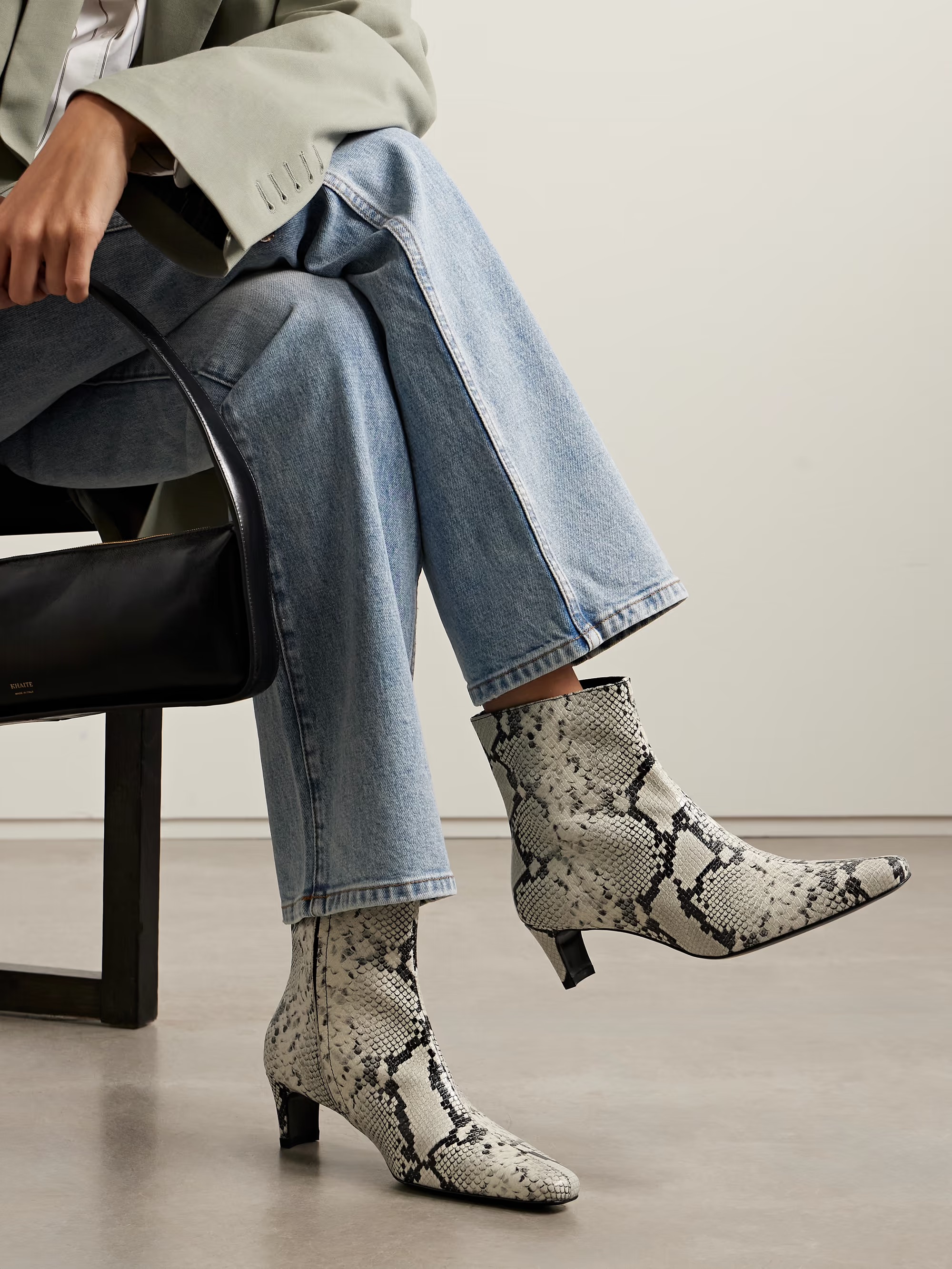 Staud, Wally Snake-Effect Leather Ankle Boots