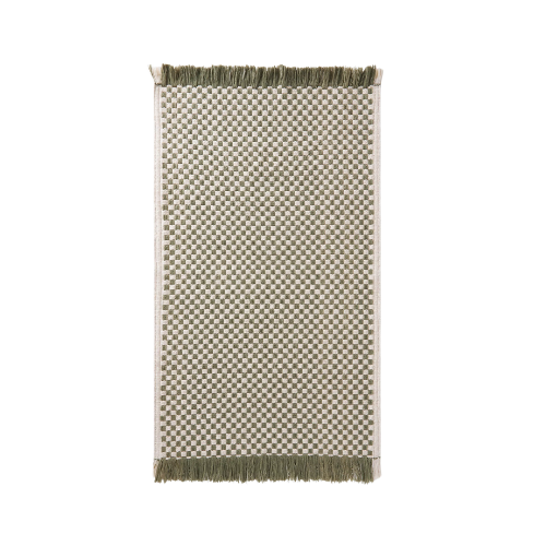 John Lewis Textured Check Fringed Bath Mat