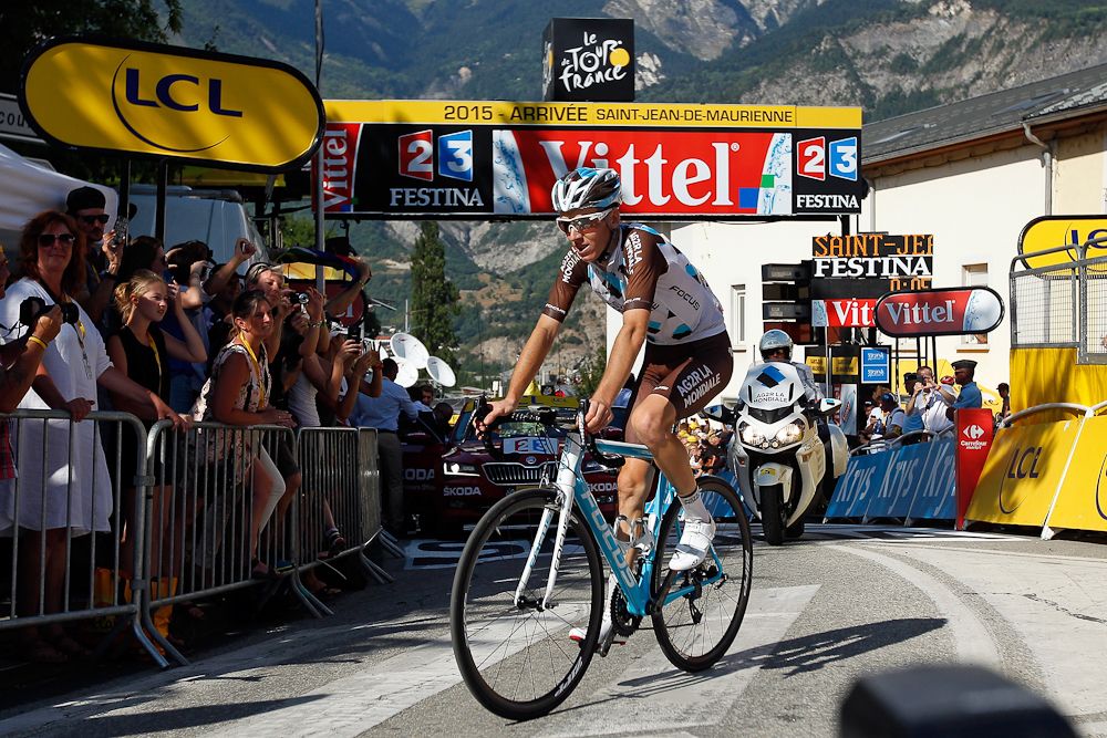 Romain Bardet at the finish of stage 18.