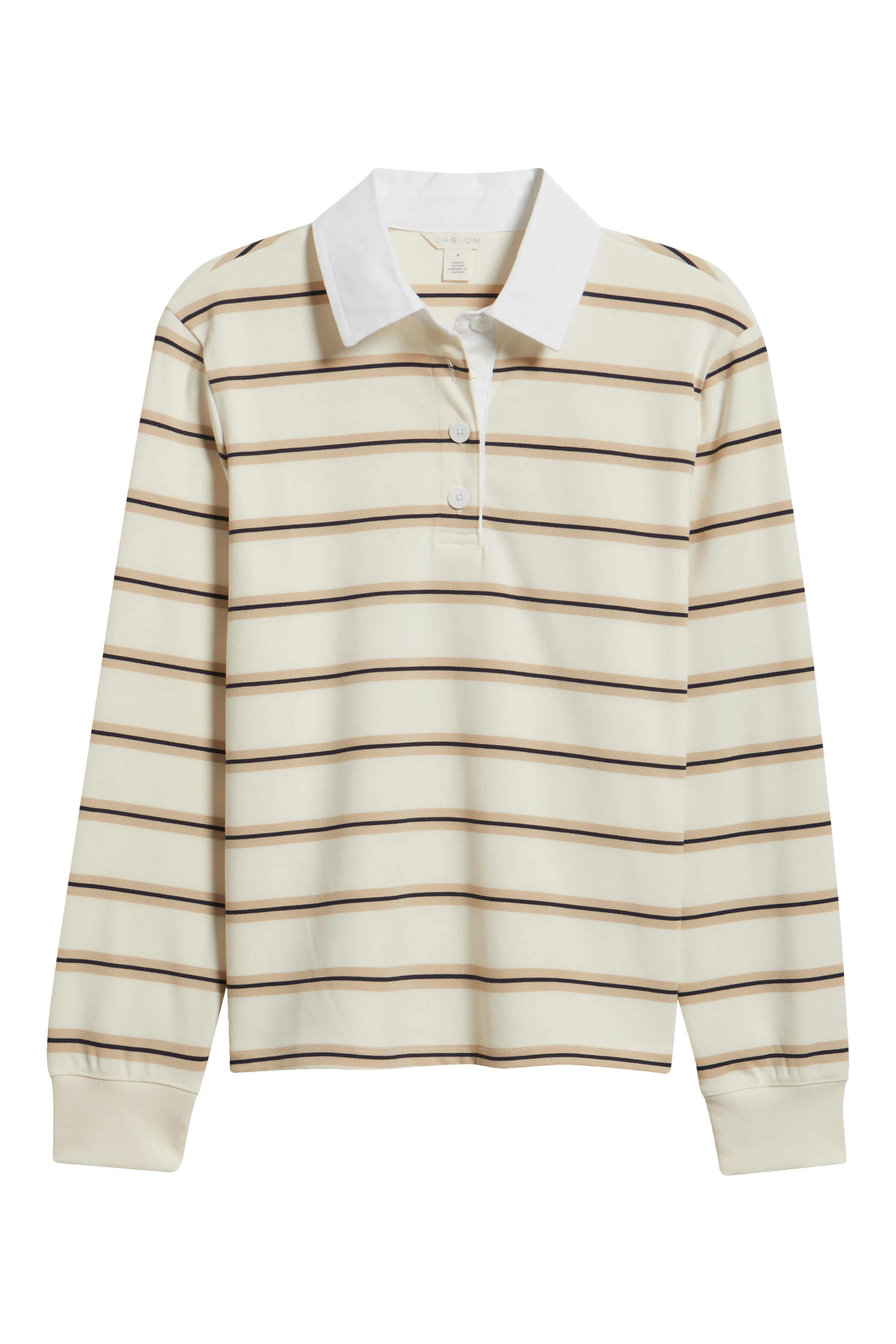 Caslon&reg;, Stripe Long Sleeve Rugby Polo