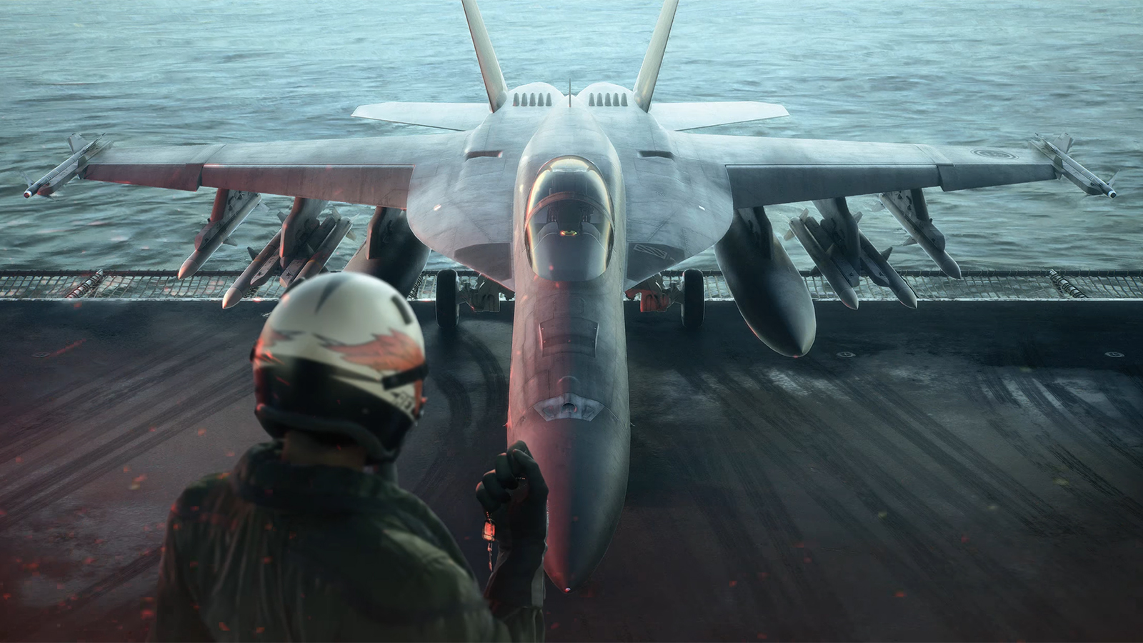 A render of a jet plane on a carrier