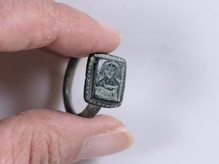 This bronze ring bearing the likeness of St. Nicholas dates to the Middle Ages.