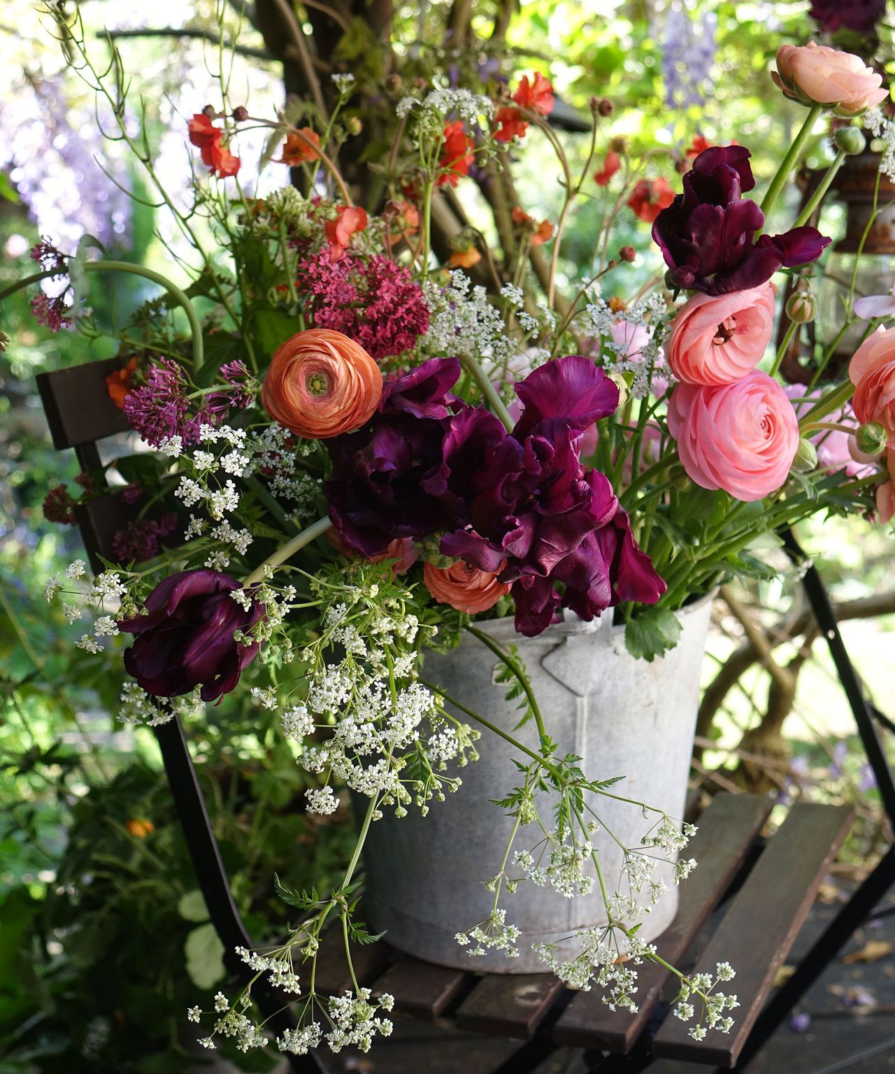 bucket of cut flowers