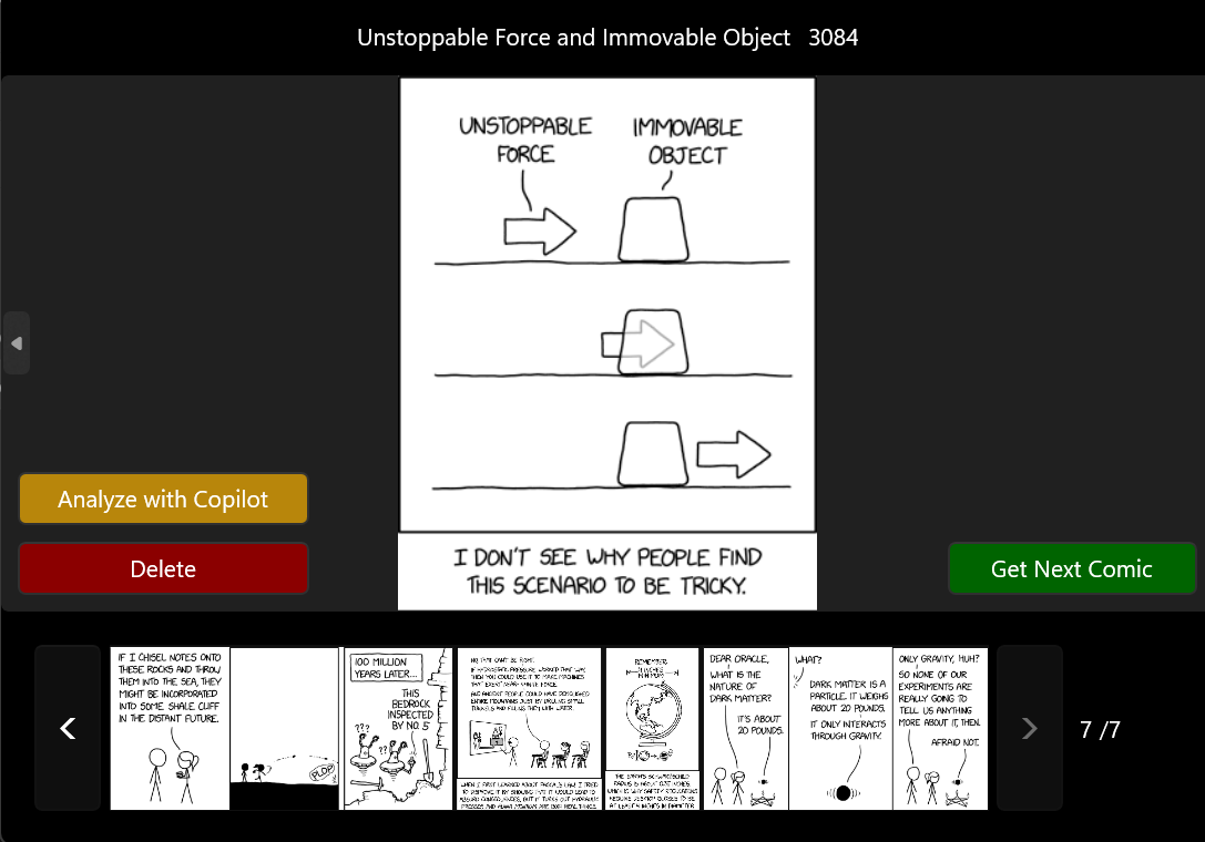 xkcd viewer app with AI implementation