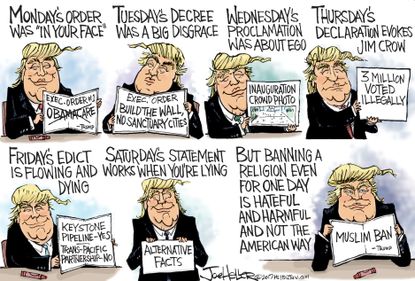 Political Cartoon U.S. Donald Trump executive action