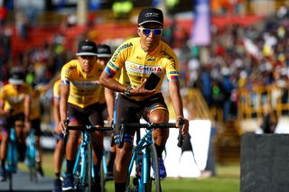 BOGOTA COLOMBIA FEBRUARY 09 Jhon Darwin Atapuma Hurtado of Colombia and Team Colombia Tierra De Atletas Gw Bicicletas during the 3rd Tour of Colombia 2020 Team Presentation on La Independencia Stadium Tunja TourColombiaUCI TourColombia2020 on February 09 2020 in Bogota Colombia Photo by Maximiliano BlancoGetty Images