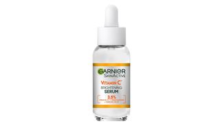 Picked as one of the best vitamin C serums by our beauty team, this is Garnier's Vitamin C serum in a white glass bottle with a pipette applicator