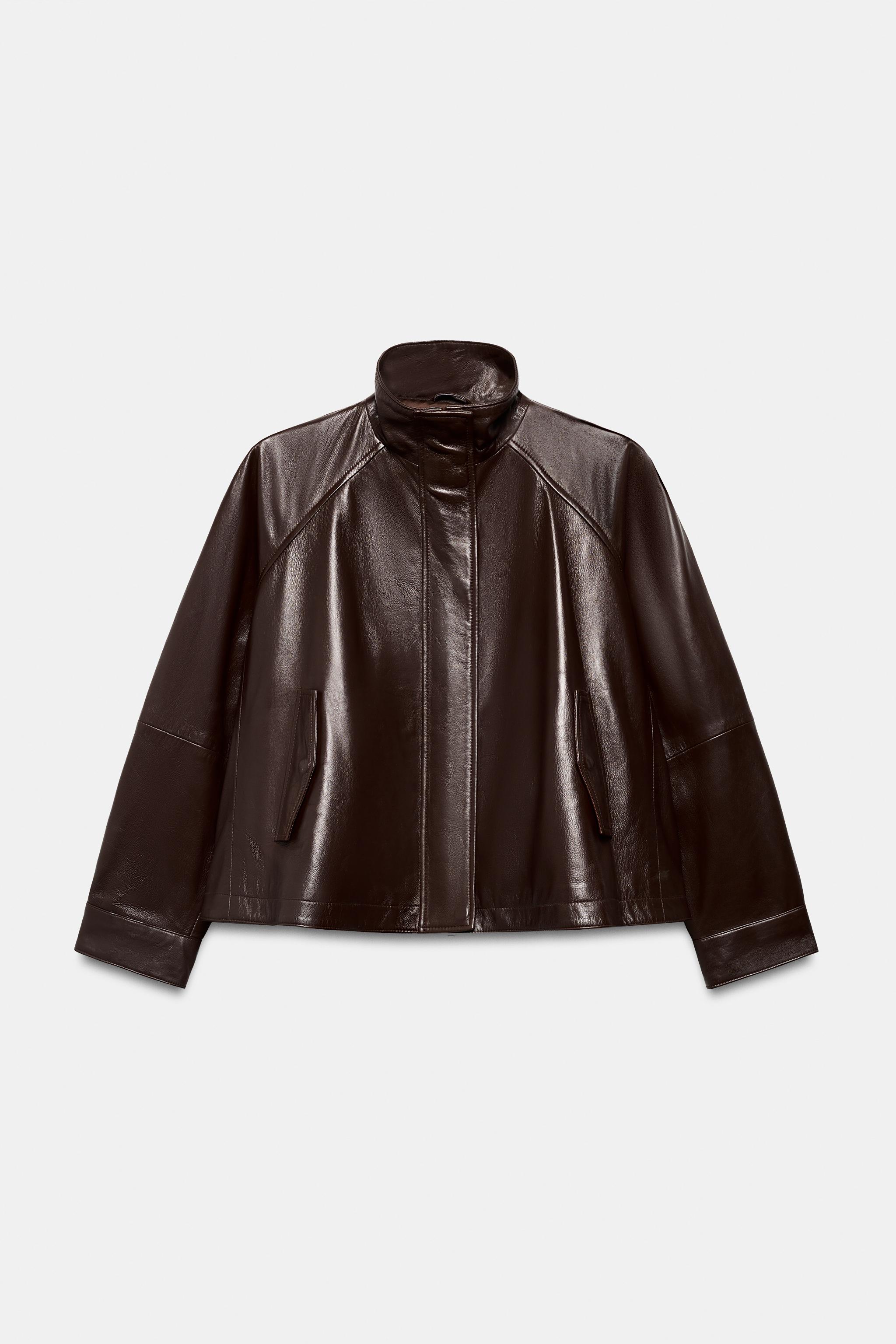 100% Leather Bomber Jacket Zw Collection