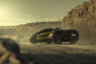Lamborghini Huracán Sterrato supercar in rocky landscape