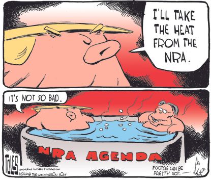 Political cartoon U.S. Trump Parkland shooting NRA Wayne LaPierre gun control