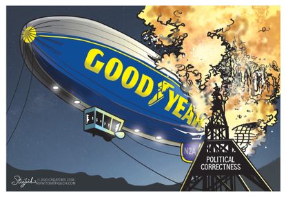 Political Cartoon U.S. Goodyear political correctness Hindenburg