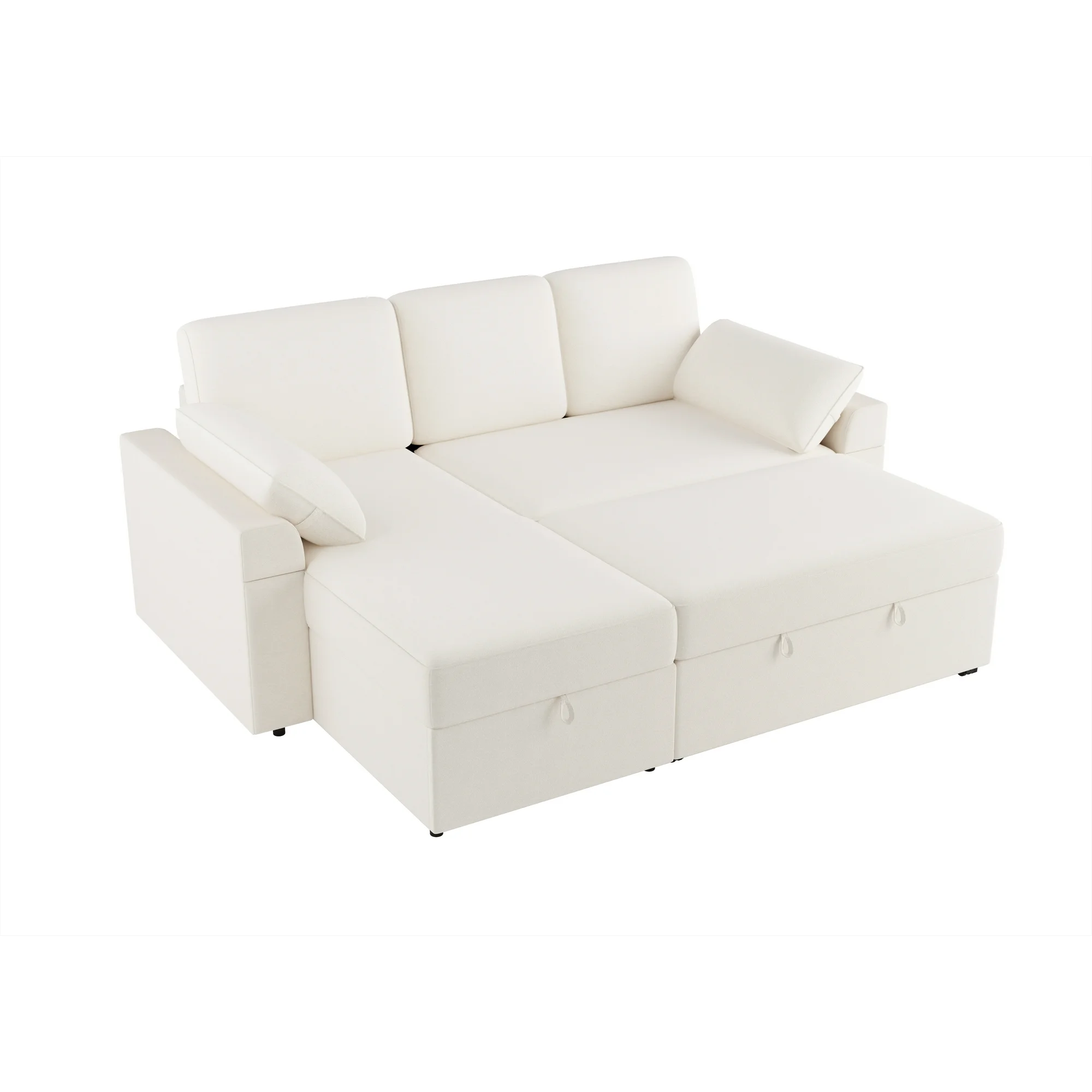 White sleeper sofa with storage