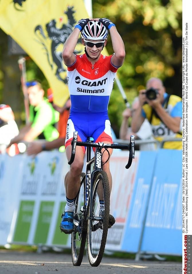 Lars van der Haar (Giant-Shimano) struggles to take in that he just won the biggest cross race in the Netherlands