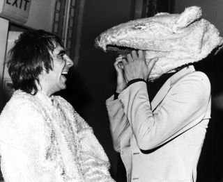 Keith with Pete Townsend in a mouse head