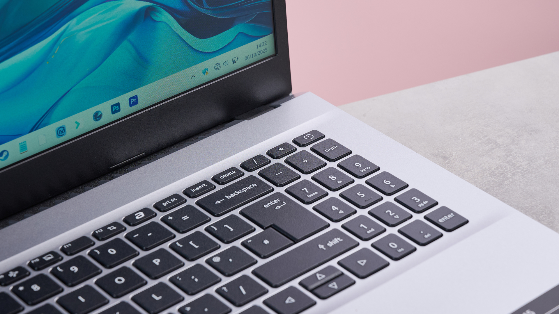 Close-up of right side of keyboard on Acer Aspire Go 15