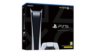 PS5 review; a photo of the PS5 Digital Edition