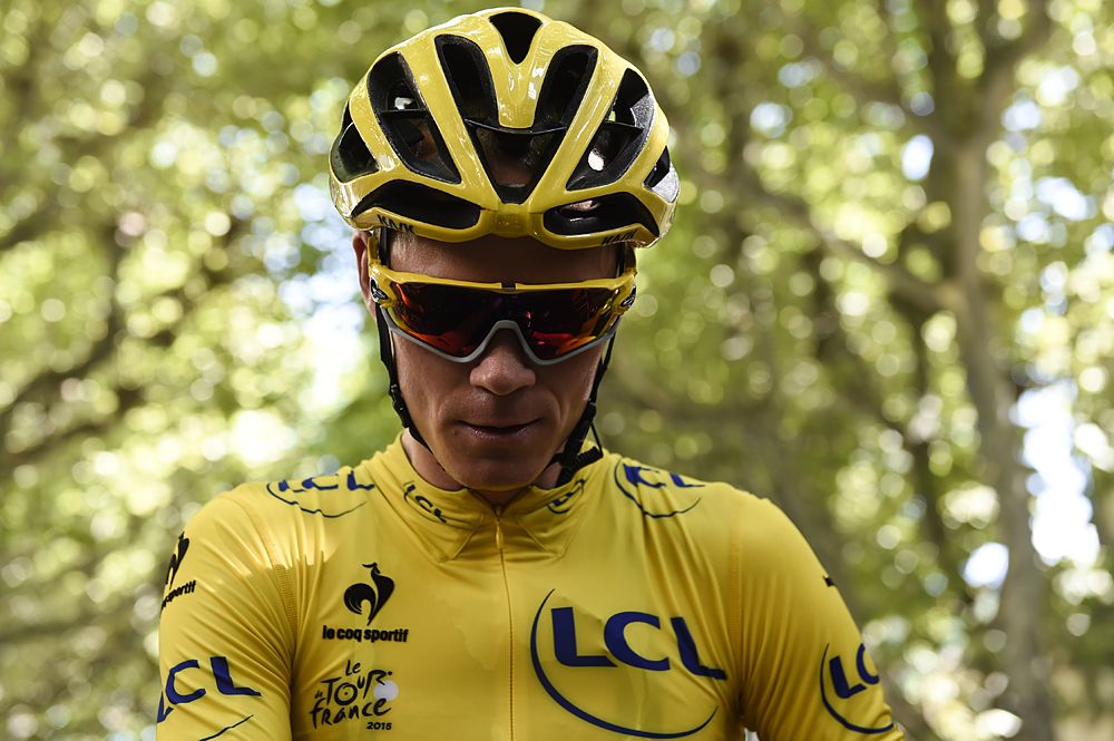 Chris Froome (Team Sky) starts stage 17 of the Tour de France