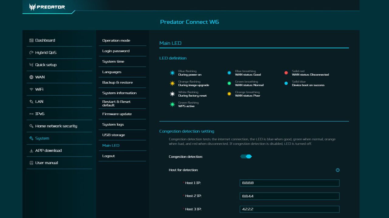 Acer Predator Connect W6 app screen shot