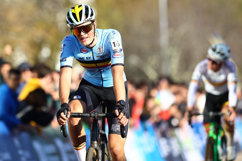 RIders during the junior men's race at the UEC Cyclocross championships