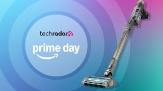 Shark vacuum on a TechRadar Prime Day background