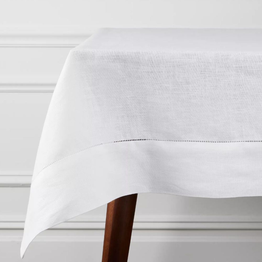 White linen tablecloth