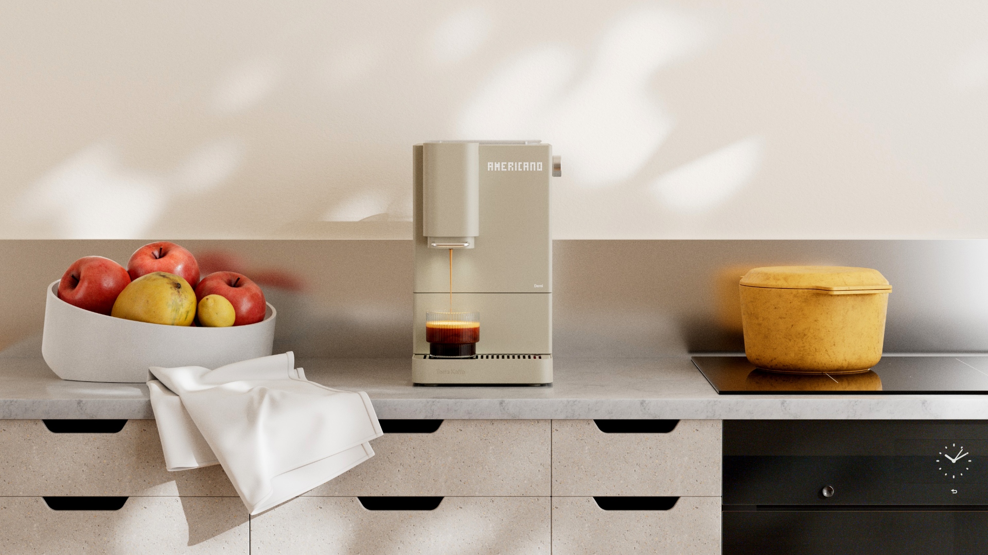 The Terra Kaffe Demi on the kitchen counter