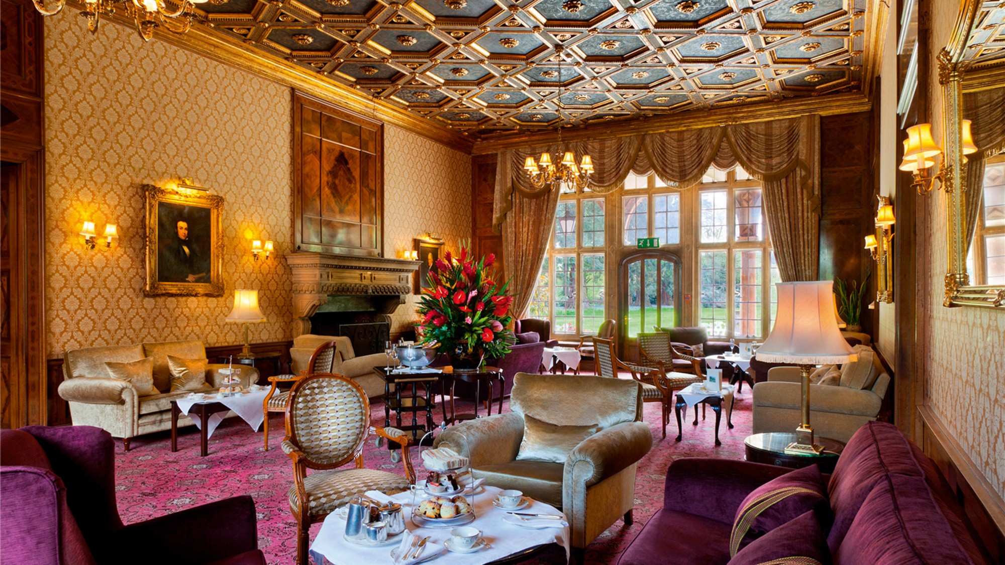 Tylney Hall interior showing Italian ceiling