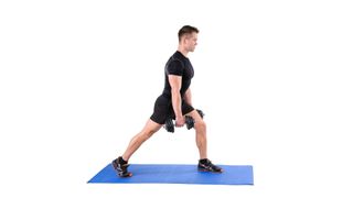Man performing a dumbbell split squat