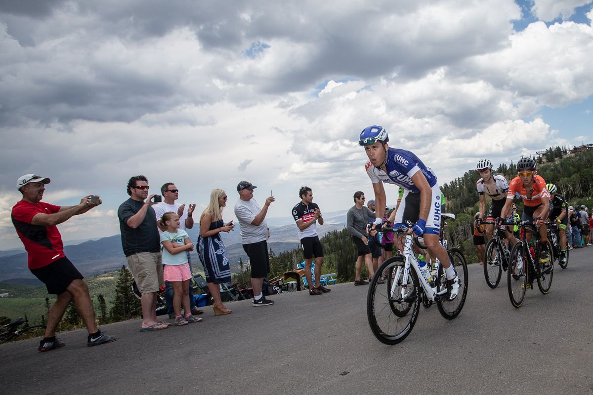 UHC's Daniel Eaton leading over a climb