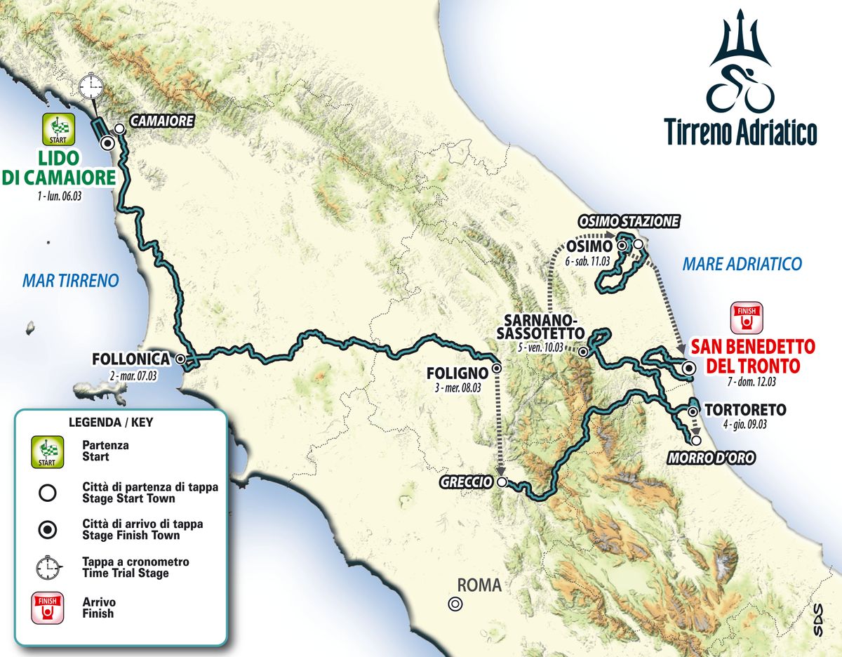 The route of the 2023 Tirreno-Adriatico