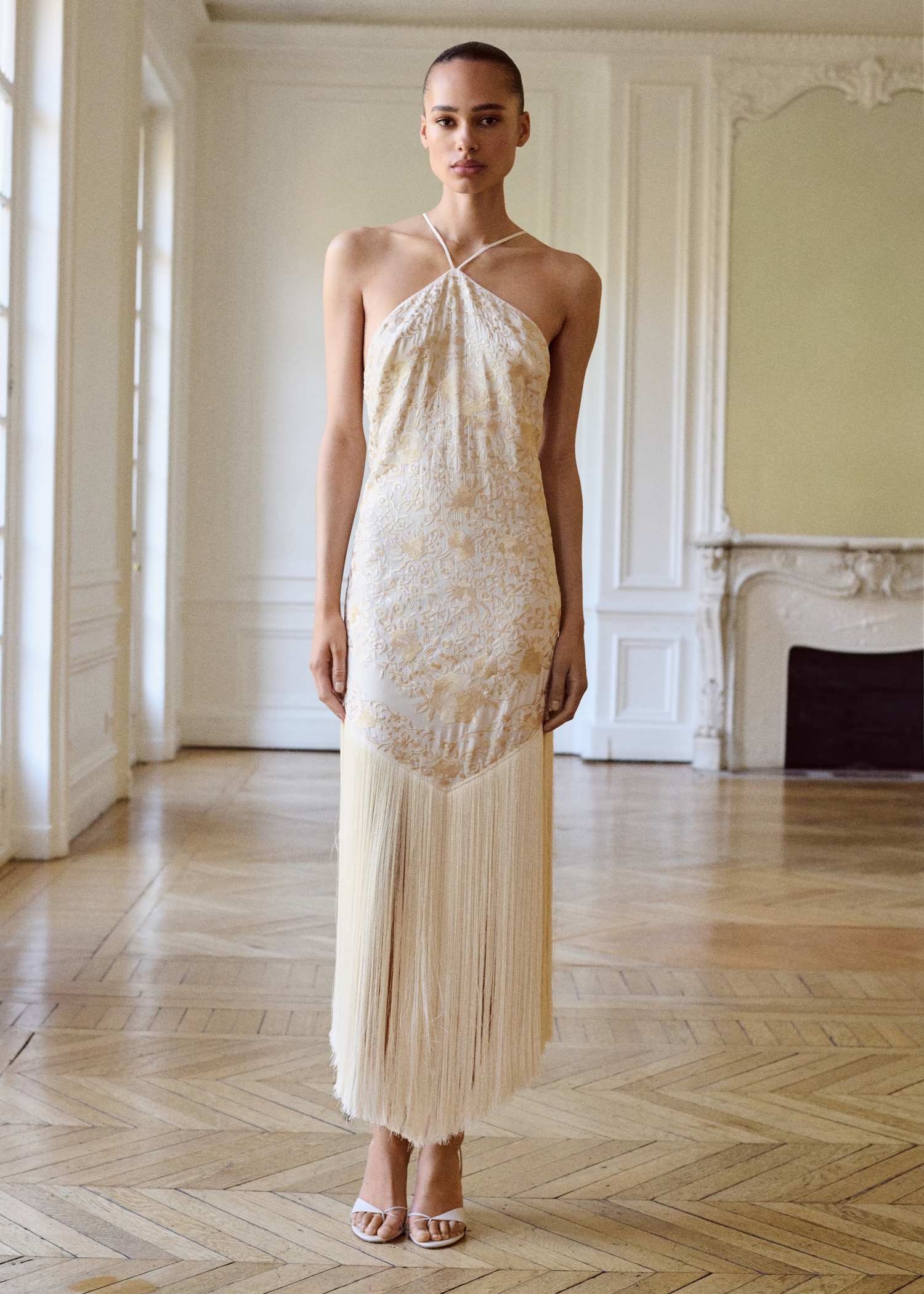 Floral-Embroidered Dress With Fringe Detail - Women | Mango Usa