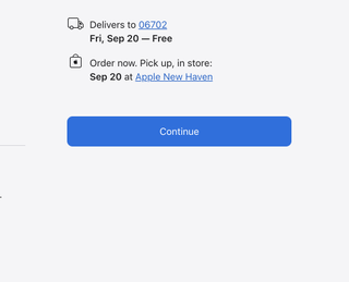 Apple Store showing 9/20 delivery