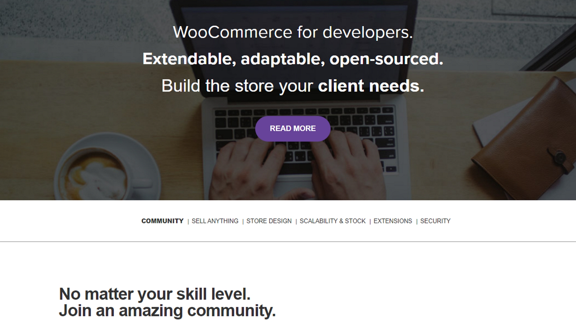 WooCommerce's website discussing development options