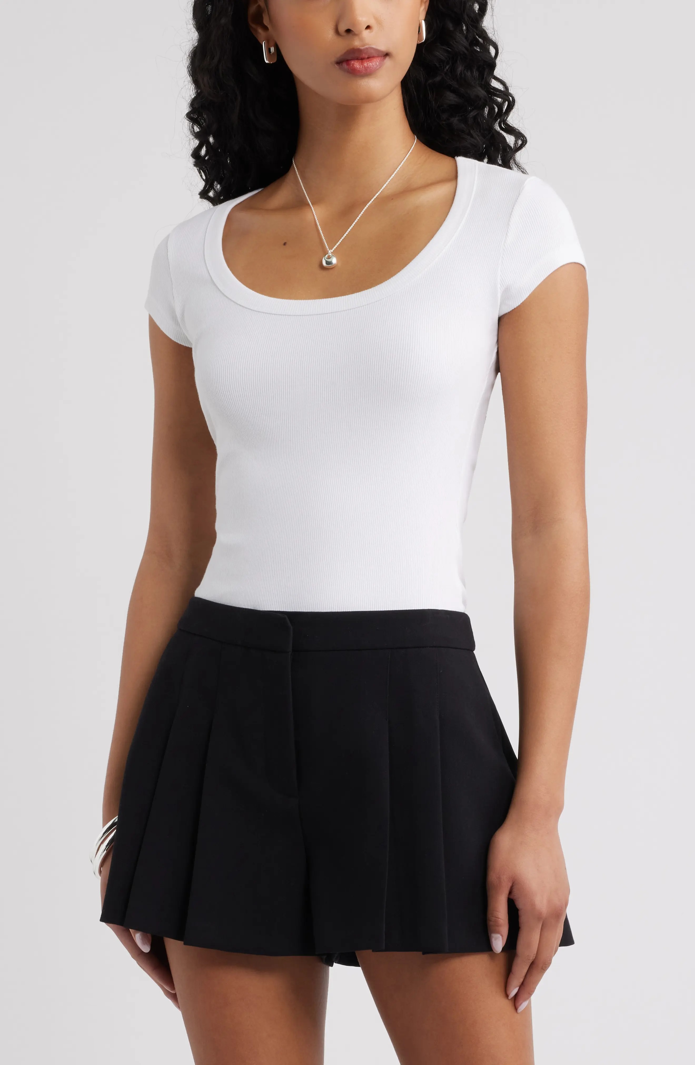 Scoop Neck Stretch Cotton T-Shirt