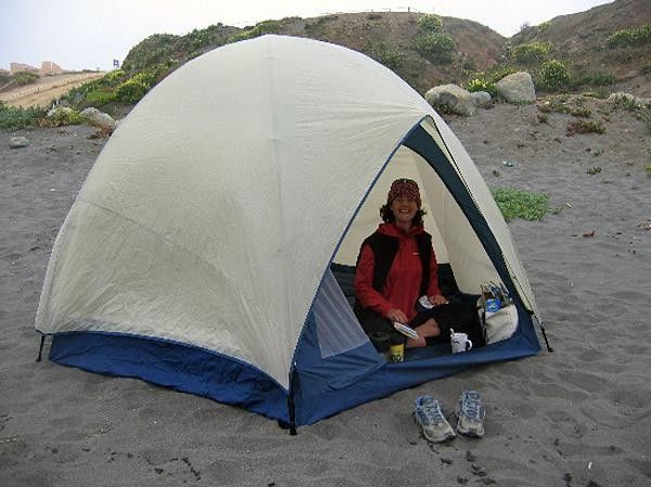 Camping on the beach.