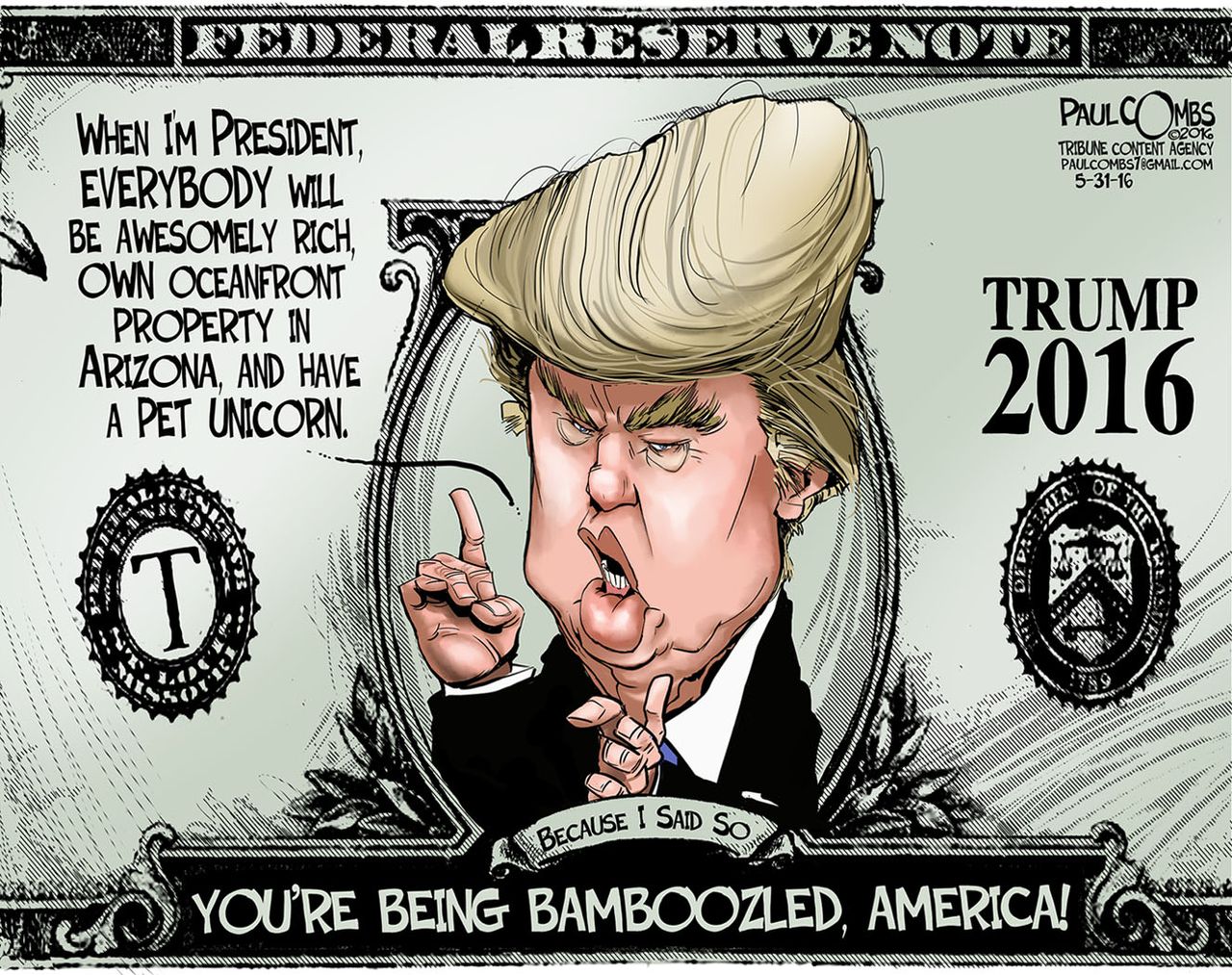 Political Cartoon U.S. Trump Promises 2016