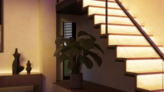 Philips Hue Light Strips used to illuminate stairs