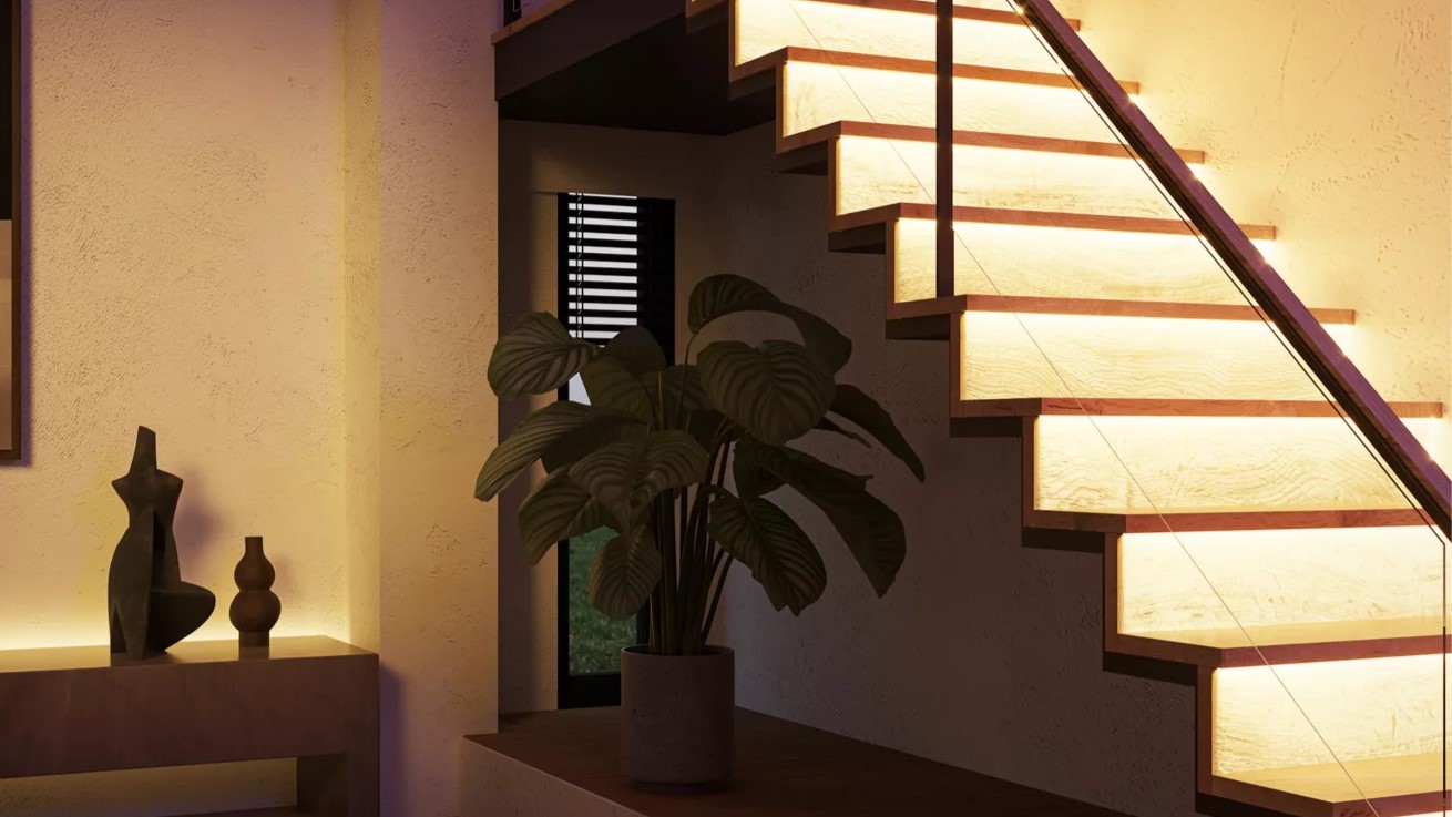 Philips Hue Light Strips used to illuminate stairs