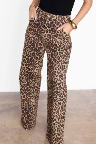 Never Fully Dressed Leopard Lucia Scallop Detail Jeans Petite