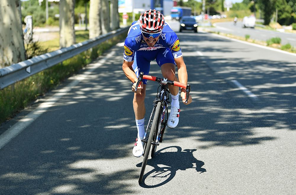 Julian Alaphilippe (Quick-Step Floors) spins his legs as he prepares for the last week of racing at the Tour de France