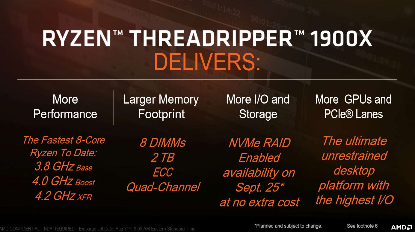 Ryzen Threadripper 1900X Available, Bootable NVMe RAID Support Comes To ...