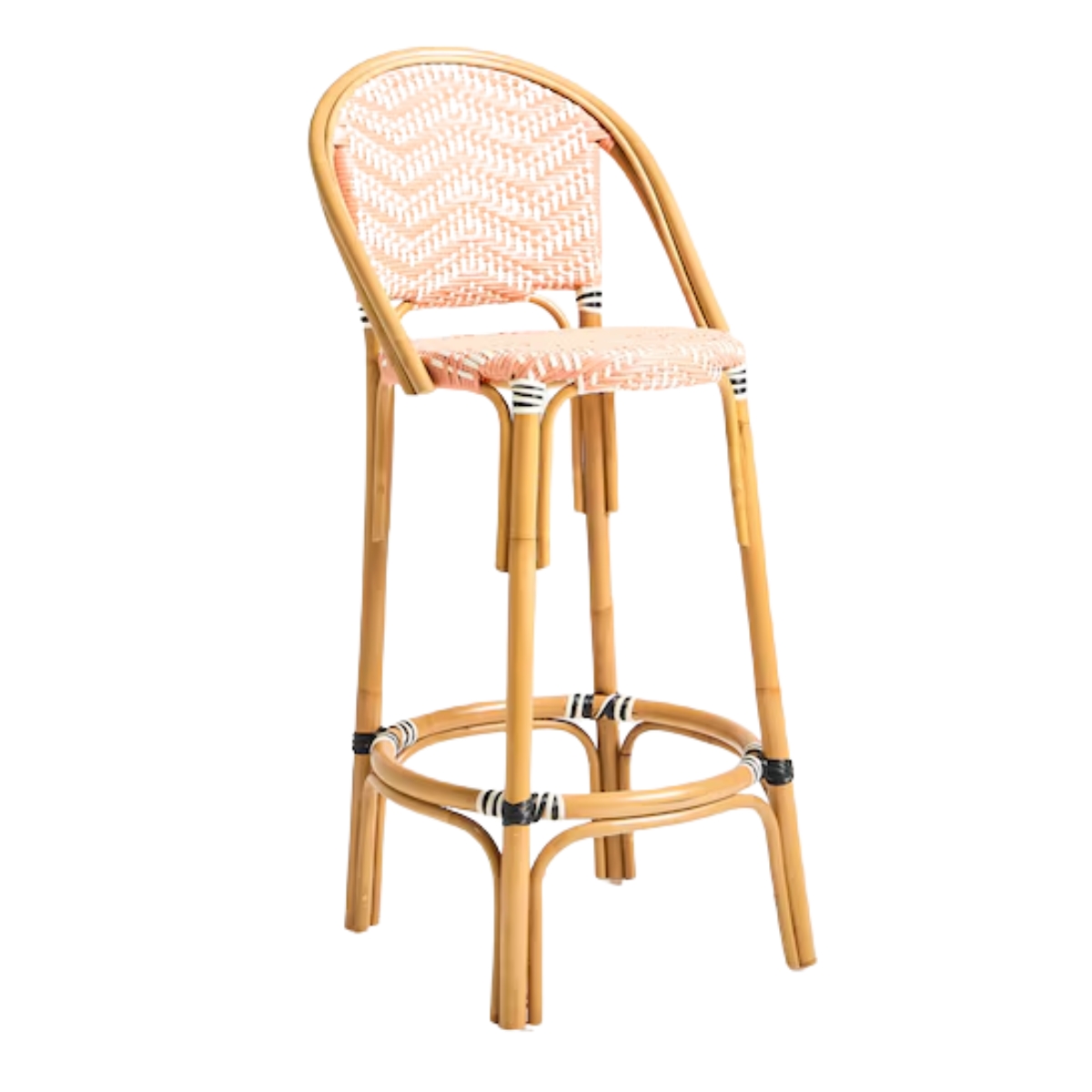 Bistro Pink Rattan Bar Stool 