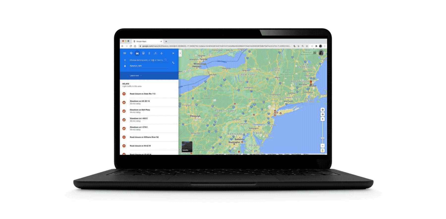 Google Maps search along route tool